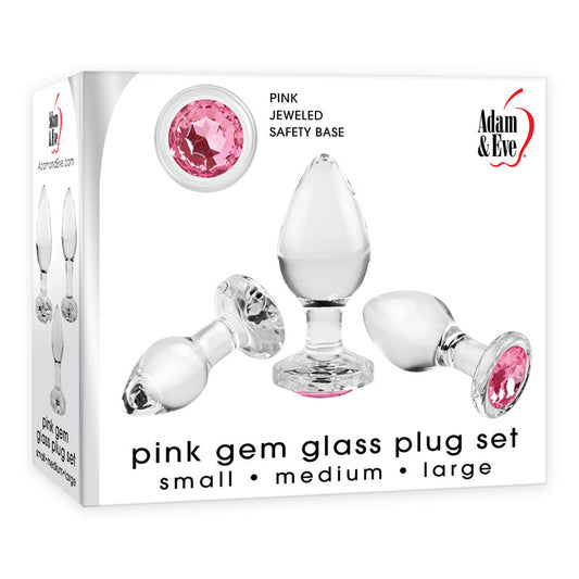 Adam & Eve PINK GEM GLASS PLUG SET