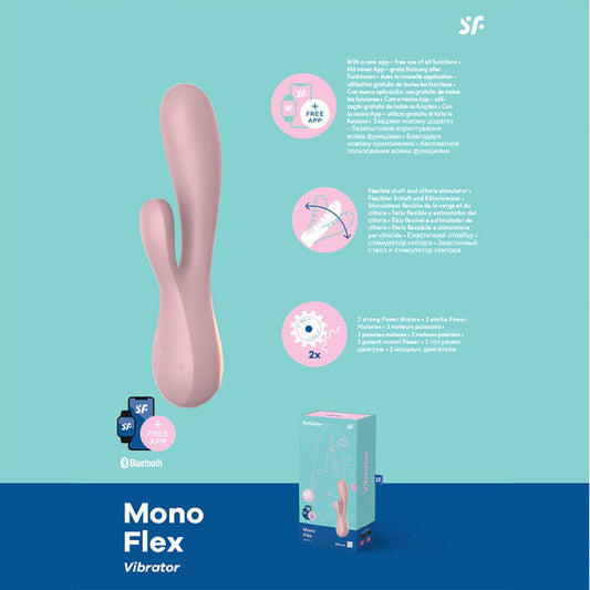 Satisfyer Mono Flex - Mauve App Controlled USB Rechargeable Rabbit Vibrator